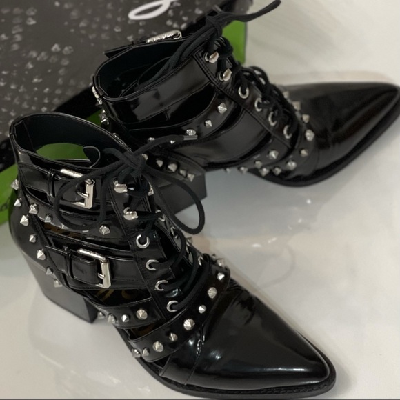 Sam Edelman black patent bootie with studs - Picture 3 of 16